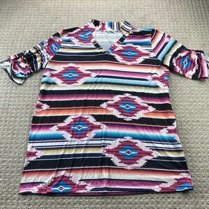 MISSLOOK Long Shirt Women Size 3XL Multicolored Colorful Tunic T-Shirt